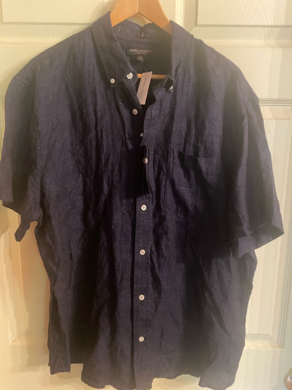 Banana Republic Navy Blue Short Sleeve Button-Down Shirt